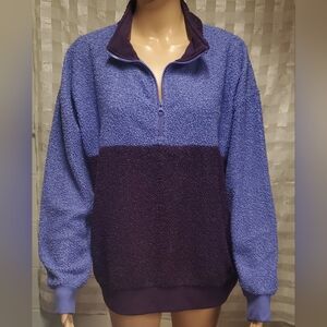 New York & Company Purple Knit 1/4 Zip Front Top.  Size L.